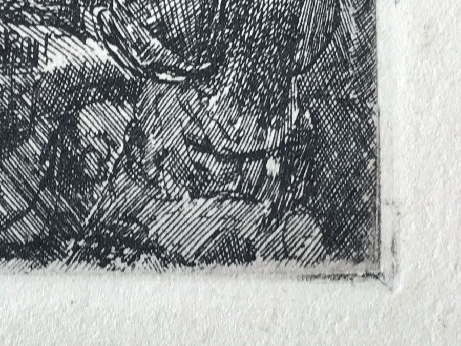 RARE Original Rembrandt Van Rijn Etching Titled 'The Circumcision In The Stable' Pressed In 1922 By Alex Eckener 5.5' X 3.75' Item Appraised At $5,400 Has A Reserve Price - See Description For More Info [Photo 19]