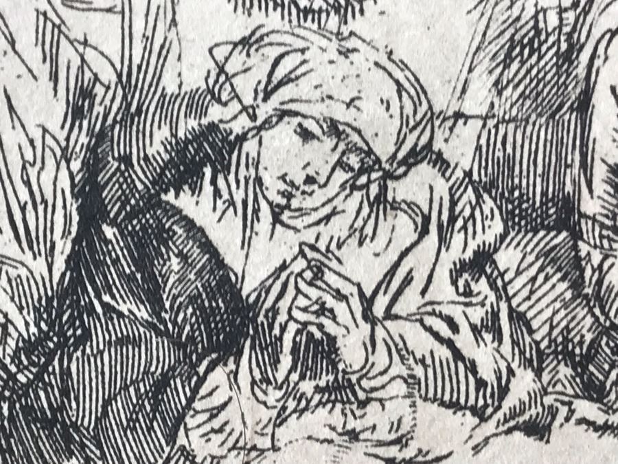 RARE Original Rembrandt Van Rijn Etching Titled 'The Circumcision In The Stable' Pressed In 1922 By Alex Eckener 5.5' X 3.75' Item Appraised At $5,400 Has A Reserve Price - See Description For More Info [Photo 20]