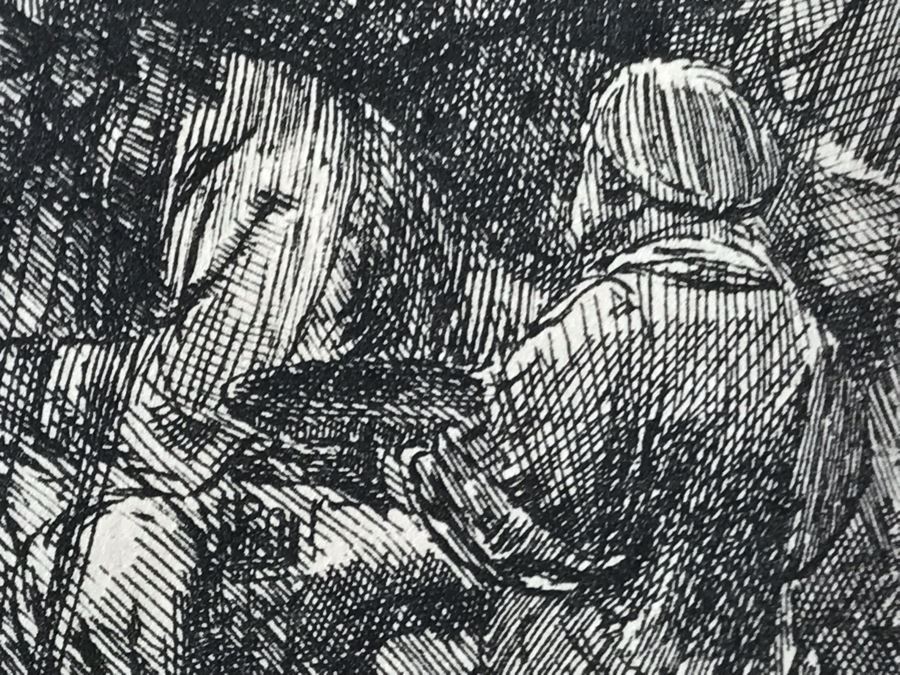 RARE Original Rembrandt Van Rijn Etching Titled 'The Circumcision In The Stable' Pressed In 1922 By Alex Eckener 5.5' X 3.75' Item Appraised At $5,400 Has A Reserve Price - See Description For More Info [Photo 18]