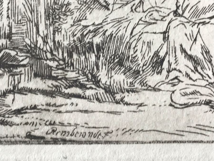 RARE Original Rembrandt Van Rijn Etching Titled 'Adoration Of The Shepherds With The Lamp' Pressed In 1922 By Alex Eckener 5' X 4' - Item Appraised At $5,400 Has A Reserve Price - See Description For More Info [Photo 22]