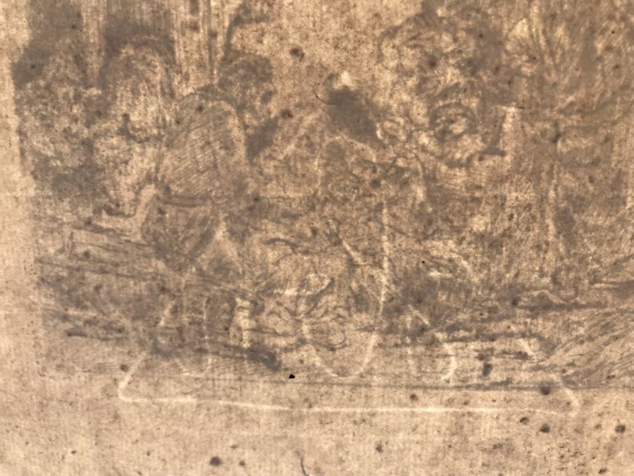 RARE Original Rembrandt Van Rijn Etching Titled 'Adoration Of The Shepherds With The Lamp' Pressed In 1922 By Alex Eckener 5' X 4' - Item Appraised At $5,400 Has A Reserve Price - See Description For More Info [Photo 40]
