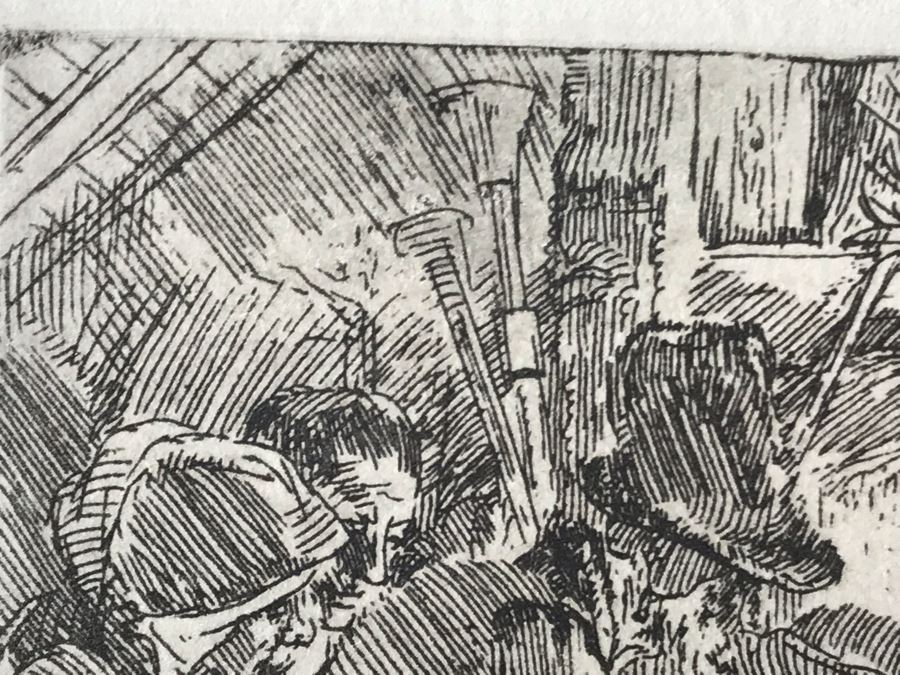 RARE Original Rembrandt Van Rijn Etching Titled 'Adoration Of The Shepherds With The Lamp' Pressed In 1922 By Alex Eckener 5' X 4' - Item Appraised At $5,400 Has A Reserve Price - See Description For More Info [Photo 19]