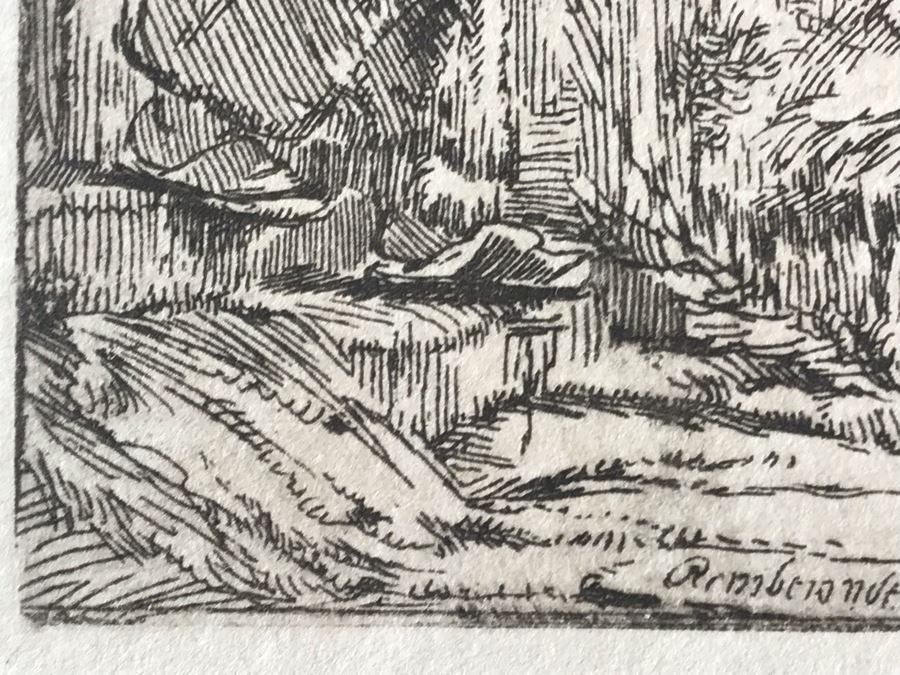 RARE Original Rembrandt Van Rijn Etching Titled 'Adoration Of The Shepherds With The Lamp' Pressed In 1922 By Alex Eckener 5' X 4' - Item Appraised At $5,400 Has A Reserve Price - See Description For More Info [Photo 21]