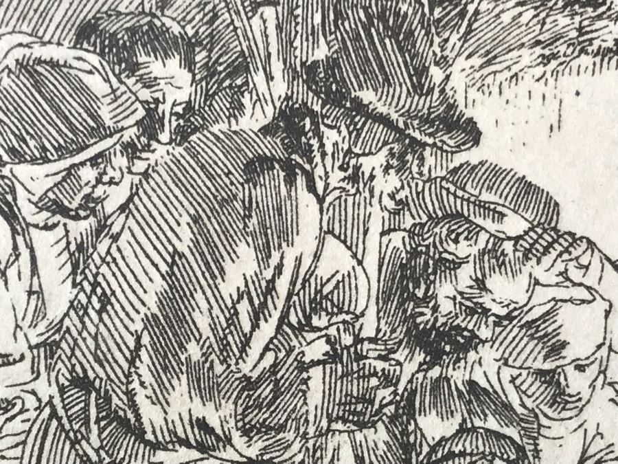 RARE Original Rembrandt Van Rijn Etching Titled 'Adoration Of The Shepherds With The Lamp' Pressed In 1922 By Alex Eckener 5' X 4' - Item Appraised At $5,400 Has A Reserve Price - See Description For More Info [Photo 17]