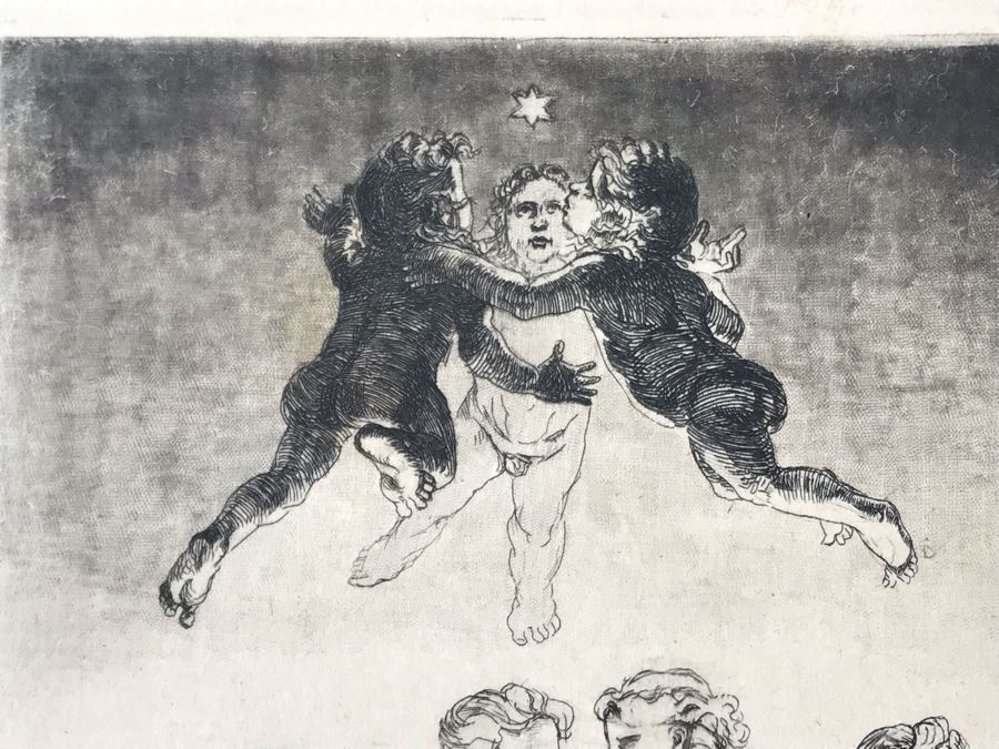 Original 1912 Pencil Hand Signed Alex Eckener Etching Bookplate For Hertha Harries-Siemens (Daughter Of Werner Von Siemens - Founder Of Siemens Corp.) 3.5' X 5' - See Description [Photo 20]