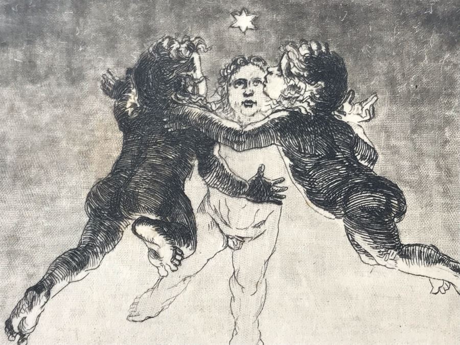 Original 1912 Pencil Hand Signed Alex Eckener Etching Bookplate For Hertha Harries-Siemens (Daughter Of Werner Von Siemens - Founder Of Siemens Corp.) 3.5' X 5' - See Description [Photo 21]