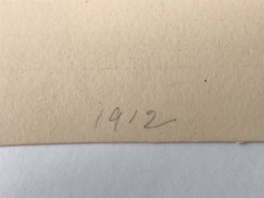 Original 1912 Pencil Hand Signed Alex Eckener Etching Bookplate For Hertha Harries-Siemens (Daughter Of Werner Von Siemens - Founder Of Siemens Corp.) 3.5' X 5' - See Description [Photo 12]