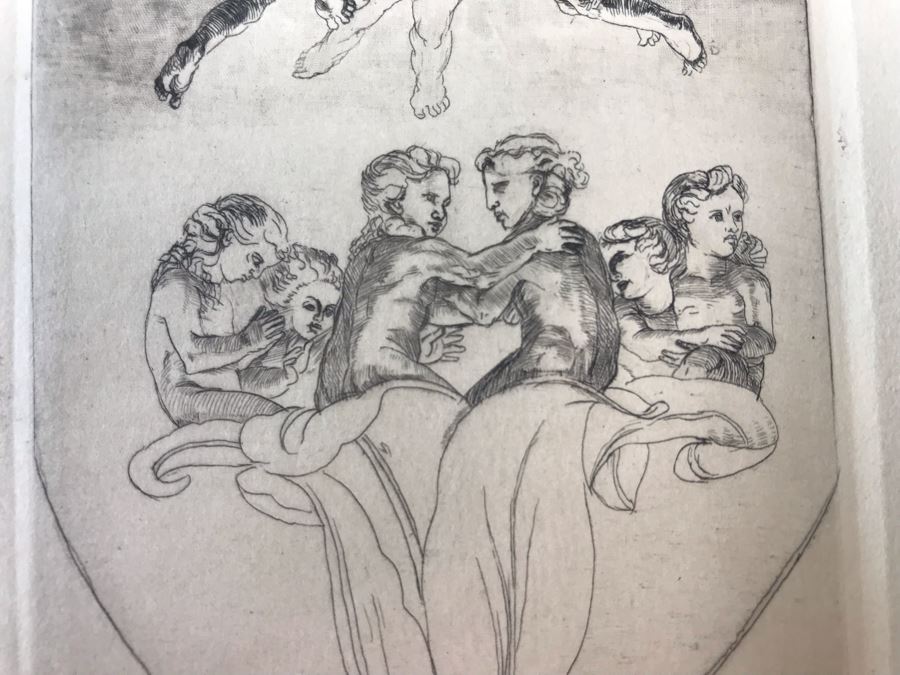 Original 1912 Pencil Hand Signed Alex Eckener Etching Bookplate For Hertha Harries-Siemens (Daughter Of Werner Von Siemens - Founder Of Siemens Corp.) 3.5' X 5' - See Description [Photo 7]