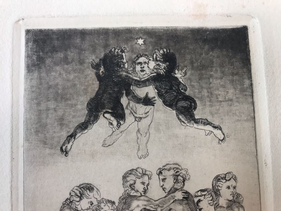 Original 1912 Pencil Hand Signed Alex Eckener Etching Bookplate For Hertha Harries-Siemens (Daughter Of Werner Von Siemens - Founder Of Siemens Corp.) 3.5' X 5' - See Description [Photo 8]