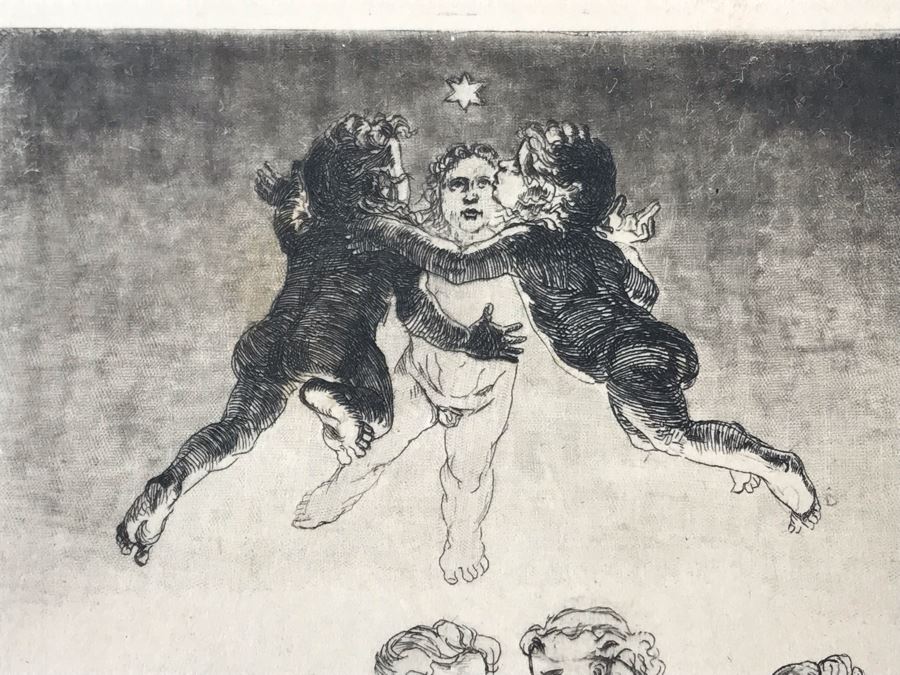 Original 1912 Pencil Hand Signed Alex Eckener Etching Bookplate For Hertha Harries-Siemens (Daughter Of Werner Von Siemens - Founder Of Siemens Corp.) 3.5' X 5' - See Description [Photo 23]