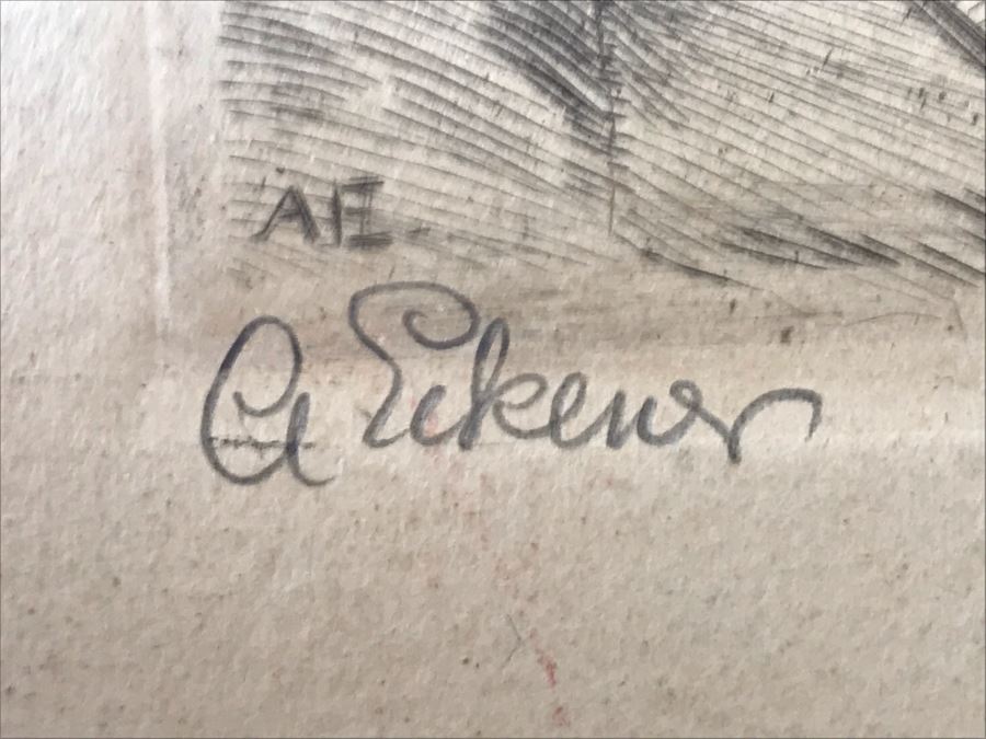 Antique 1915 Pencil Signed Original Etching Of King Wilhelm II V. Wurtemberg 1891-1918 By Alex Eckener 4' X 4.5' - See Description [Photo 14]