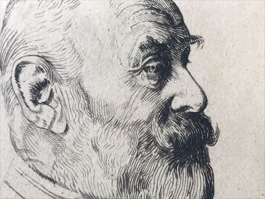 Antique 1915 Pencil Signed Original Etching Of King Wilhelm II V. Wurtemberg 1891-1918 By Alex Eckener 4' X 4.5' - See Description [Photo 9]