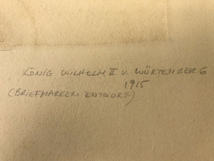 Antique 1915 Pencil Signed Original Etching Of King Wilhelm II V. Wurtemberg 1891-1918 By Alex Eckener 4' X 4.5' - See Description [Photo 17]