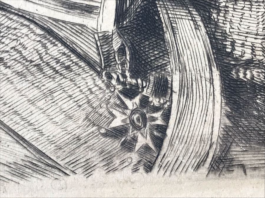 Antique 1915 Pencil Signed Original Etching Of King Wilhelm II V. Wurtemberg 1891-1918 By Alex Eckener 4' X 4.5' - See Description [Photo 15]