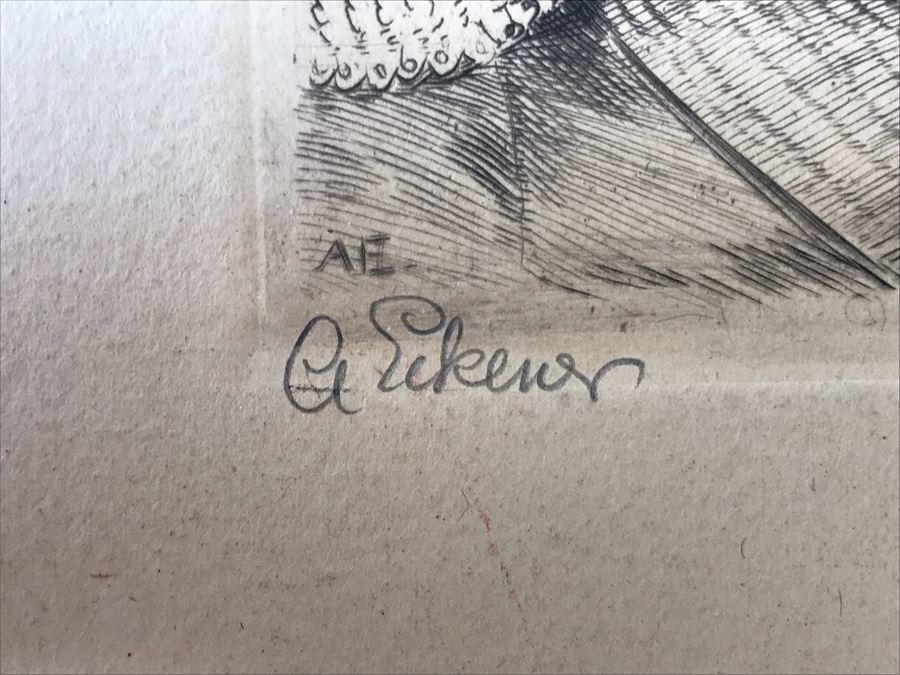Antique 1915 Pencil Signed Original Etching Of King Wilhelm II V. Wurtemberg 1891-1918 By Alex Eckener 4' X 4.5' - See Description [Photo 13]