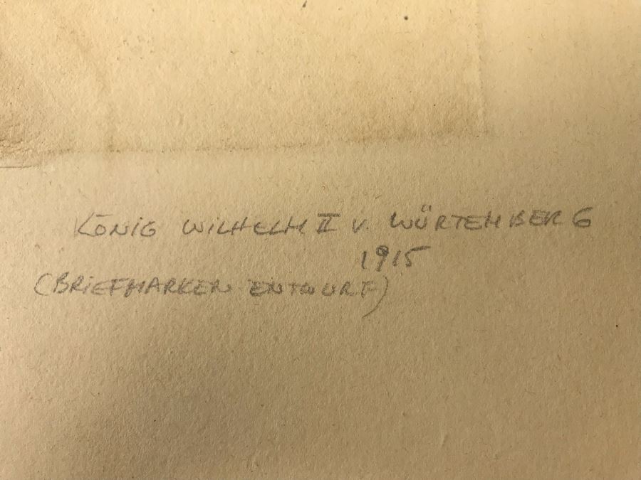 Antique 1915 Pencil Signed Original Etching Of King Wilhelm II V. Wurtemberg 1891-1918 By Alex Eckener 4' X 4.5' - See Description [Photo 18]