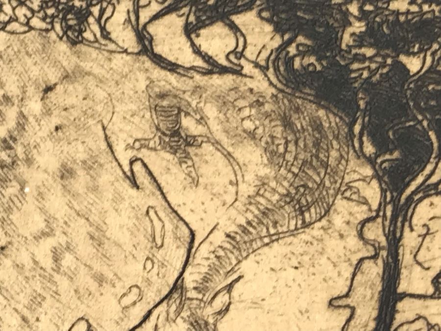 Original 1917 Pencil Hand Signed Alex Eckener Etching Bookplate Titled 'Aus der Kriegsbücherei' 'From The War Bookshop' For Jes. Brodersen 4' X 5' - See Description [Photo 17]