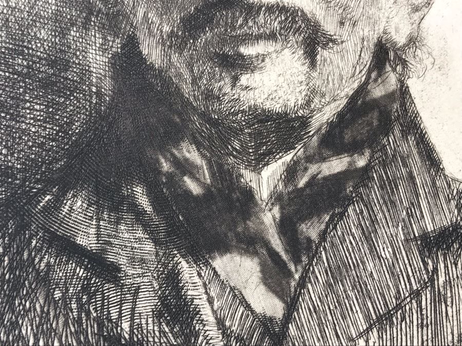 Antique 1906 Pencil Signed Original Etching Portait By Alex Eckener 5' X 4' - See Description [Photo 12]