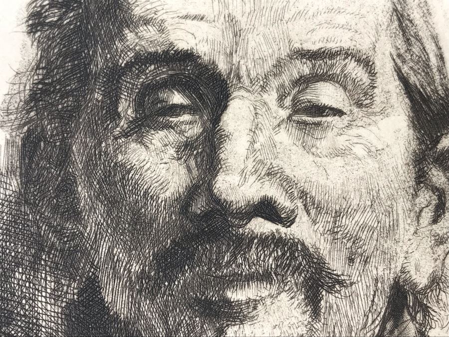 Antique 1906 Pencil Signed Original Etching Portait By Alex Eckener 5' X 4' - See Description [Photo 10]