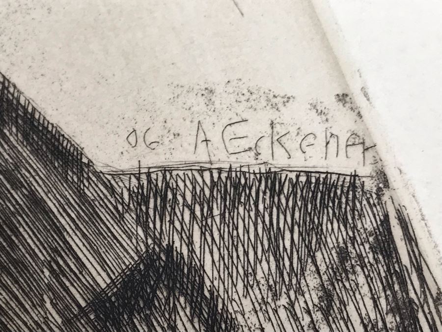 Antique 1906 Pencil Signed Original Etching Portait By Alex Eckener 5' X 4' - See Description [Photo 17]
