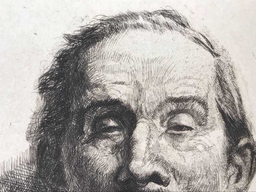 Antique 1906 Pencil Signed Original Etching Portait By Alex Eckener 5' X 4' - See Description [Photo 9]