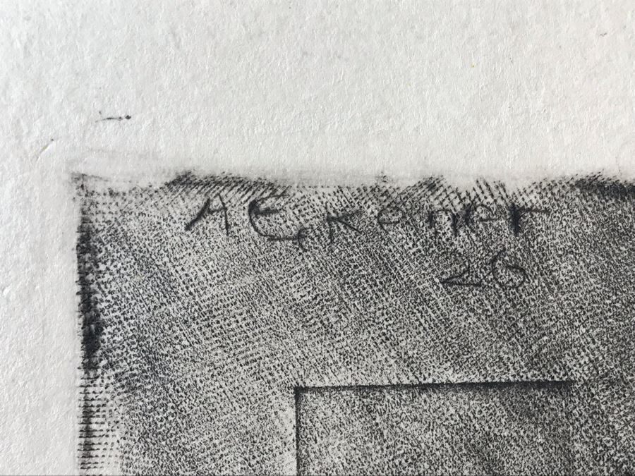 Original 1926 Pencil Hand Signed Alex Eckener Etching Titled Kopfstudie, Mann Mit Hut (Head Study, Man With Hat) 6.5' X 8' - See Description [Photo 7]