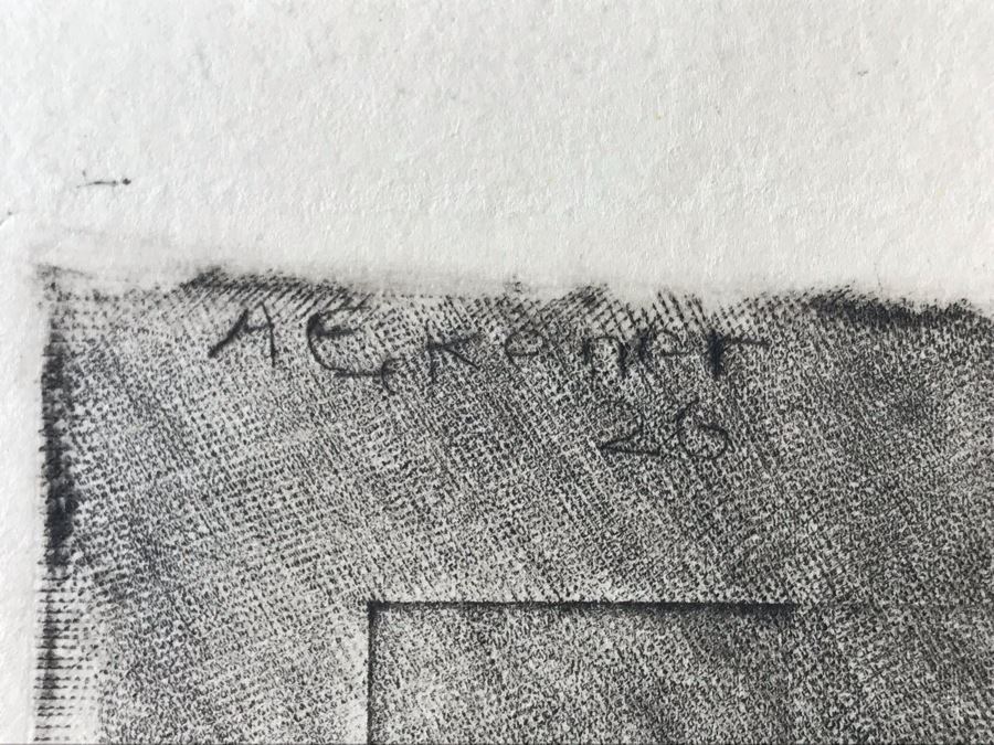 Original 1926 Pencil Hand Signed Alex Eckener Etching Titled Kopfstudie, Mann Mit Hut (Head Study, Man With Hat) 6.5' X 8' - See Description [Photo 8]