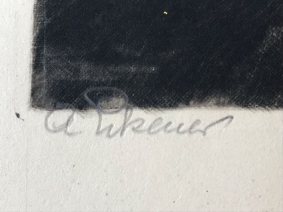 Original 1926 Pencil Hand Signed Alex Eckener Etching Titled Kopfstudie, Mann Mit Hut (Head Study, Man With Hat) 6.5' X 8' - See Description [Photo 22]