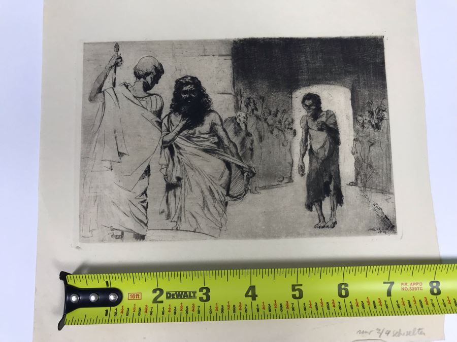 Original 1918 Alex Eckener Etching Titled 'Der Verbrecher' 'The Criminal' 7' X 5' - See Description [Photo 25]