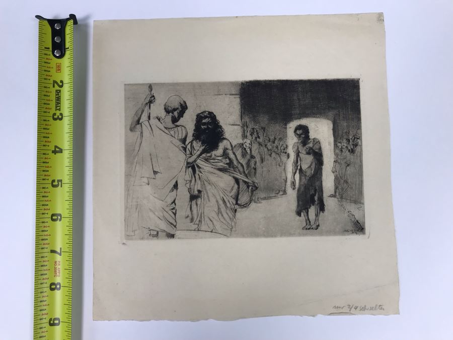 Original 1918 Alex Eckener Etching Titled 'Der Verbrecher' 'The Criminal' 7' X 5' - See Description [Photo 22]