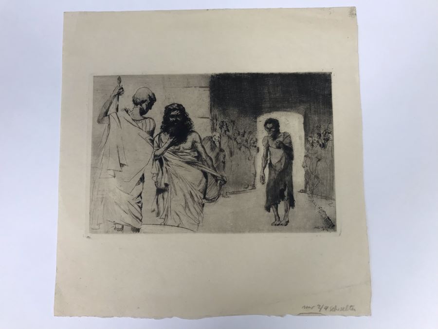 Original 1918 Alex Eckener Etching Titled 'Der Verbrecher' 'The Criminal' 7' X 5' - See Description [Photo 3]
