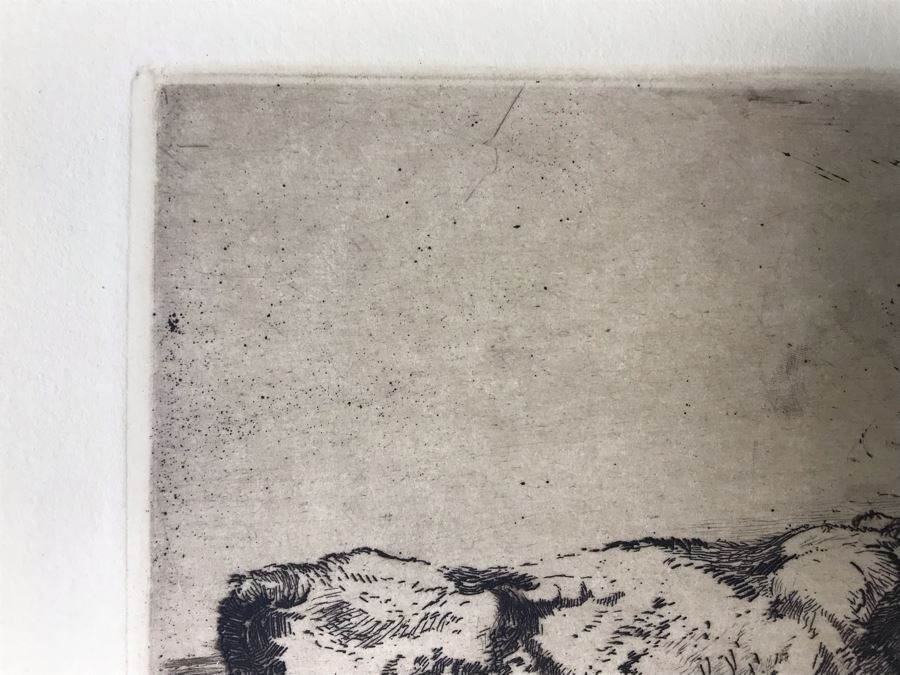 Original Alex Eckener Etching Titled 'Weidende Kühe' 'Grazing Cows' 9' X 6' - See Description [Photo 14]