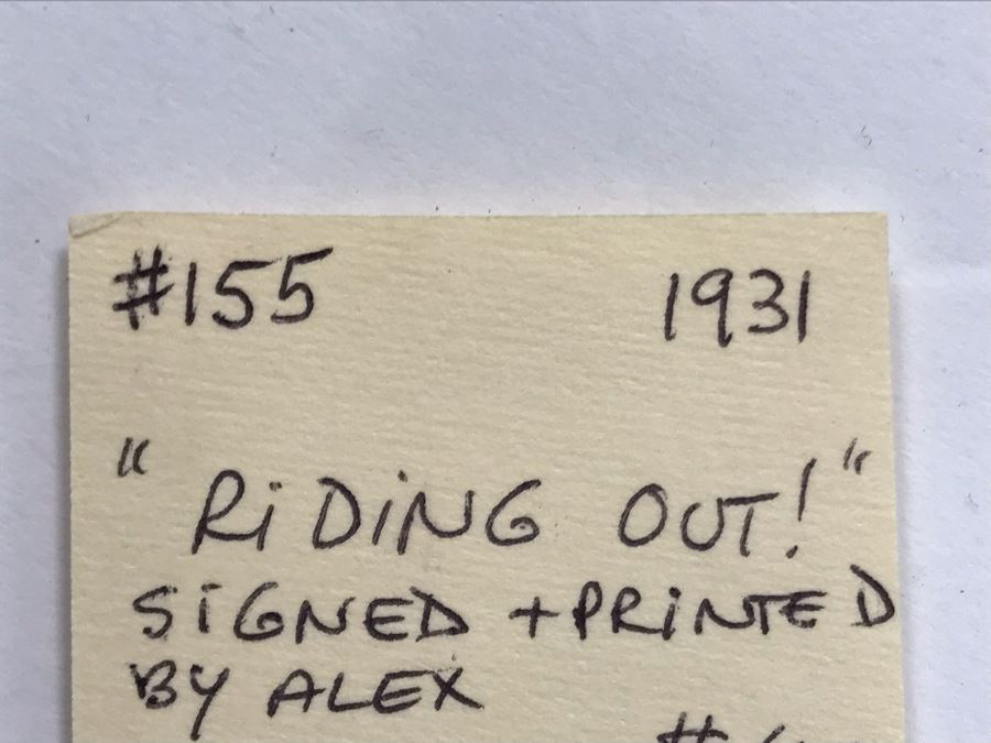 Original 1931 Pencil Hand Signed Alex Eckener Etching Titled 'Ausritt' 'Ride' Riding Horses 10' X 7.5' - See Description [Photo 25]