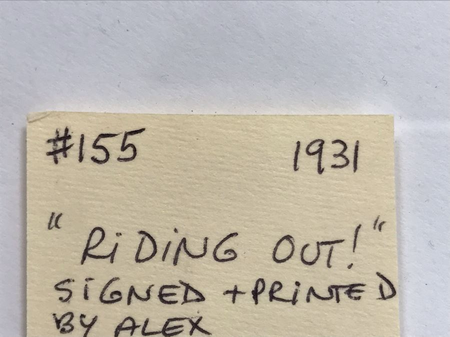 Original 1931 Pencil Hand Signed Alex Eckener Etching Titled 'Ausritt' 'Ride' Riding Horses 10' X 7.5' - See Description [Photo 26]