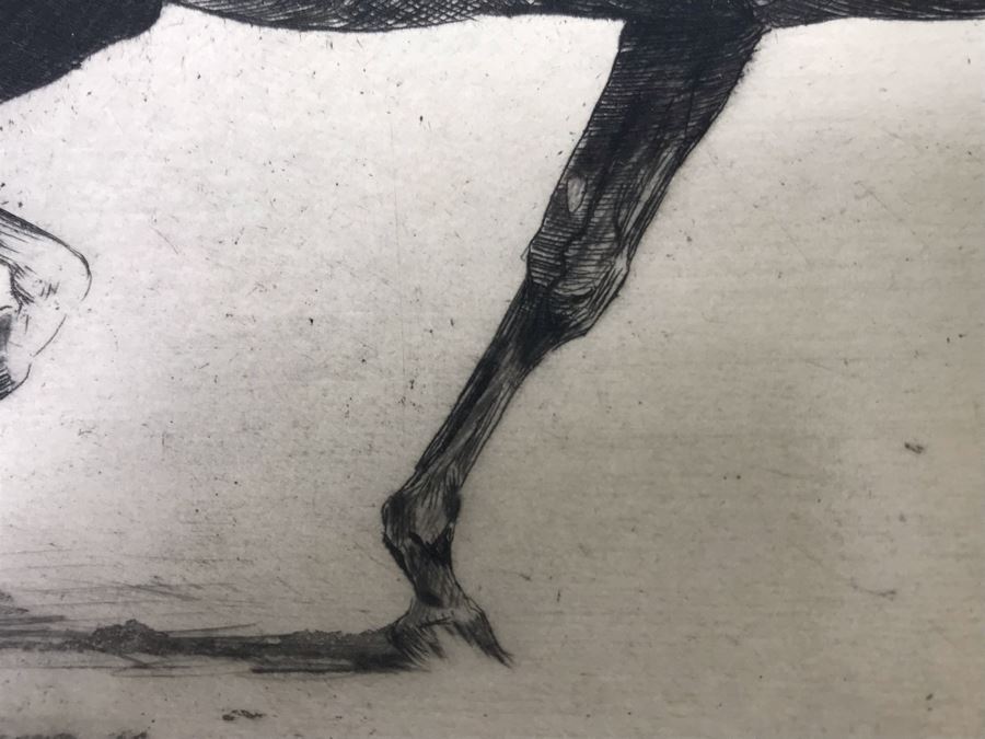 Original 1931 Pencil Hand Signed Alex Eckener Etching Titled 'Ausritt' 'Ride' Riding Horses 10' X 7.5' - See Description [Photo 15]