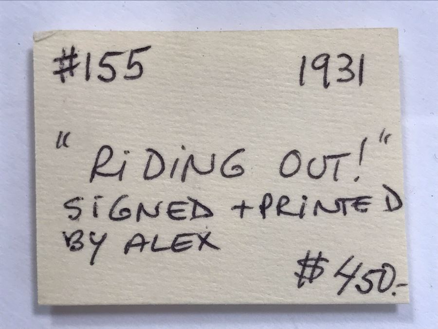 Original 1931 Pencil Hand Signed Alex Eckener Etching Titled 'Ausritt' 'Ride' Riding Horses 10' X 7.5' - See Description [Photo 24]