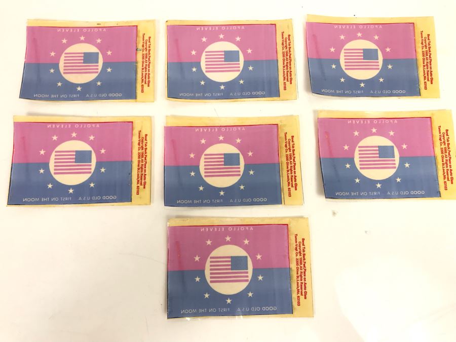 Rare Set Of (7) Vintage 1969 Apollo Eleven Good Old U.S.A. First On The Moon Auto Glass Stickers [Photo 1]