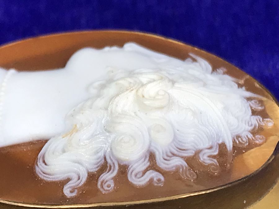 Antique 14K Gold Carved Shell Cameo Brooch Pin Pendant 11.5g 2” X 1.6” [Photo 11]