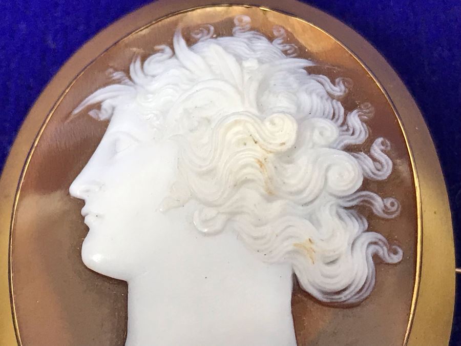 Antique 14K Gold Carved Shell Cameo Brooch Pin Pendant 11.5g 2” X 1.6” [Photo 8]