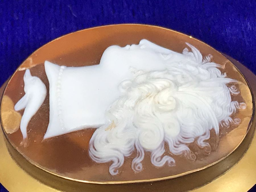 Antique 14K Gold Carved Shell Cameo Brooch Pin Pendant 11.5g 2” X 1.6” [Photo 12]