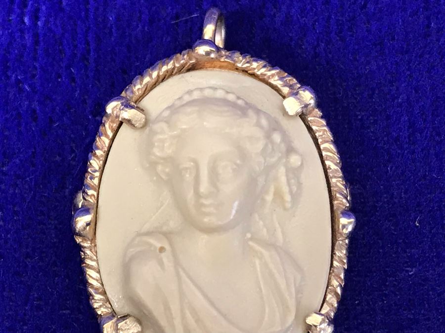 Antique 14K Gold Carved Lava Cameo Brooch Pin Pendant 6.5g 1” X 0.75” [Photo 5]