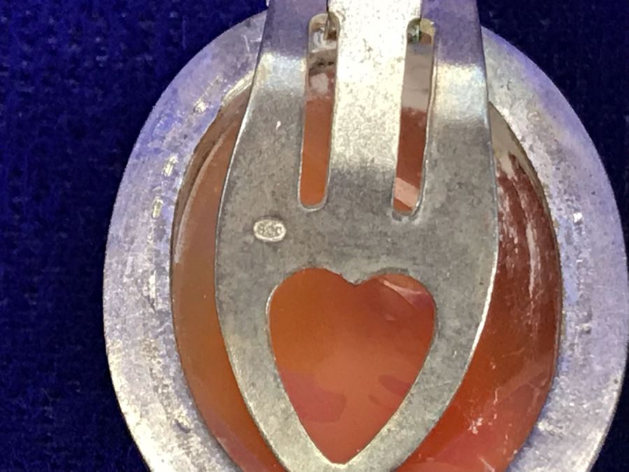 Antique 800 Silver Carved Shell Cameo Clip On Earrings 1” X 0.75” 8.8g [Photo 13]