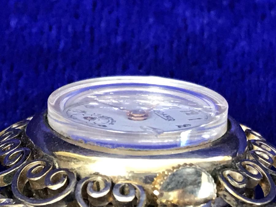 Vintage Brooch Pin Roamer 17 Jewels Watch And Carved Cameo [Photo 16]