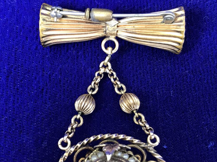 Vintage Brooch Pin Roamer 17 Jewels Watch And Carved Cameo [Photo 20]