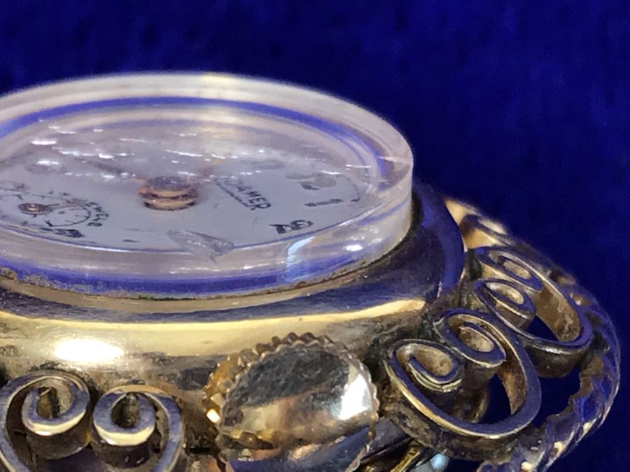 Vintage Brooch Pin Roamer 17 Jewels Watch And Carved Cameo [Photo 15]