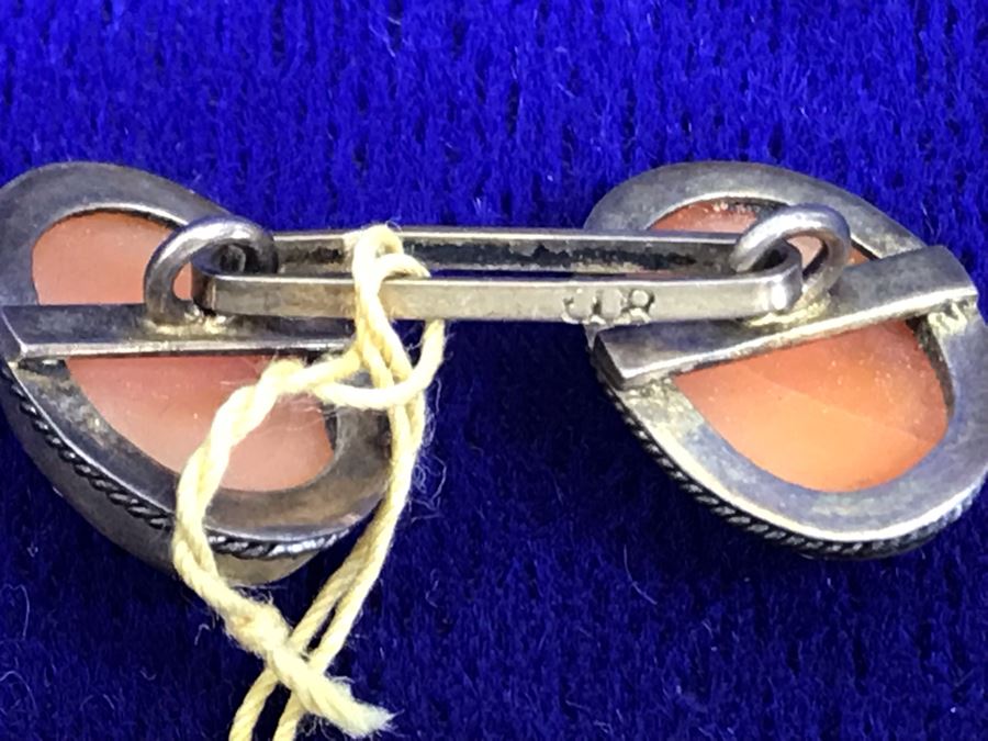 Pair Of Antique 800 Silver Carved Shell Cameo Cufflinks 6.4g [Photo 16]