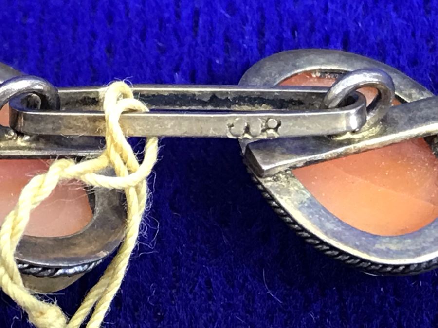 Pair Of Antique 800 Silver Carved Shell Cameo Cufflinks 6.4g [Photo 15]