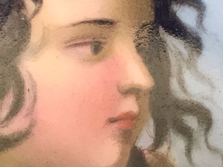 Vintage 14K Gold Hand Painted Porcelain Portrait Brooch Pin Pendant 26.6g 2.5” X 2.2” [Photo 8]