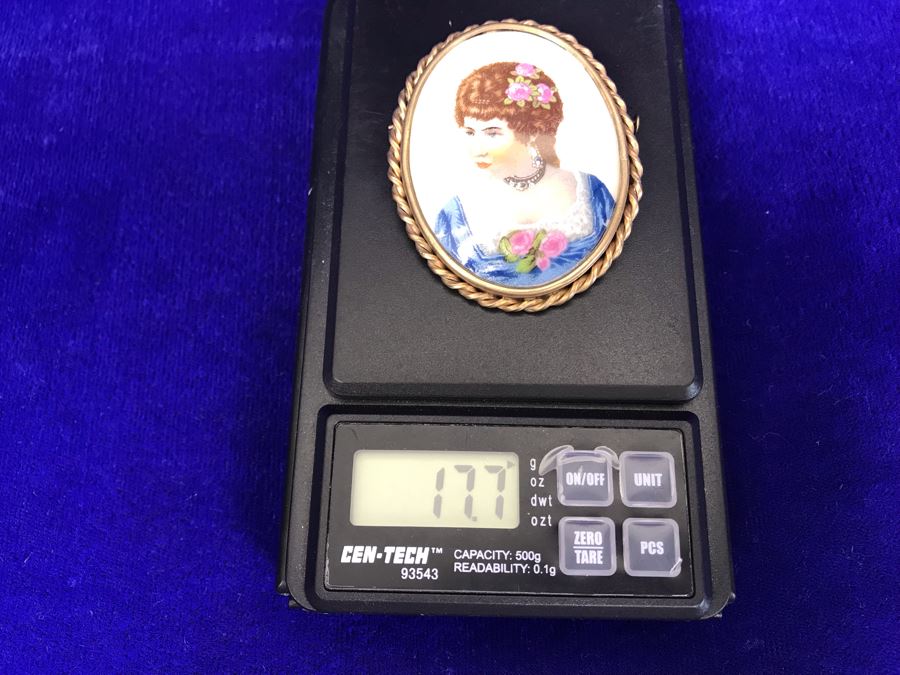 Vintage Viny Limoges France Hand Painted Porcelain Portrait Brooch Pin 2.25” X 1.75” [Photo 20]