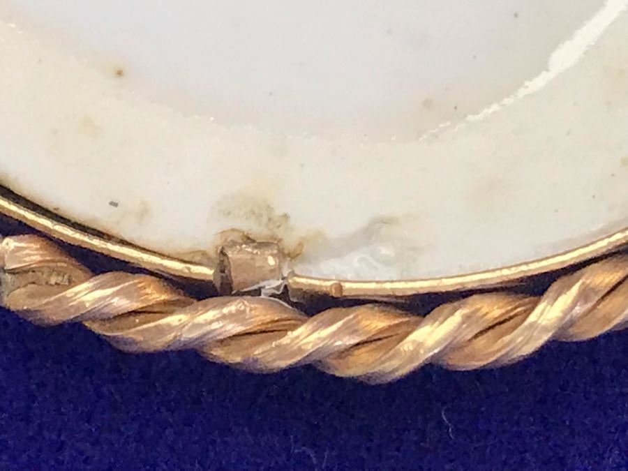 Vintage Viny Limoges France Hand Painted Porcelain Portrait Brooch Pin 2.25” X 1.75” [Photo 19]